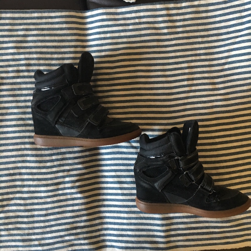 Black Wedge Sneakers
